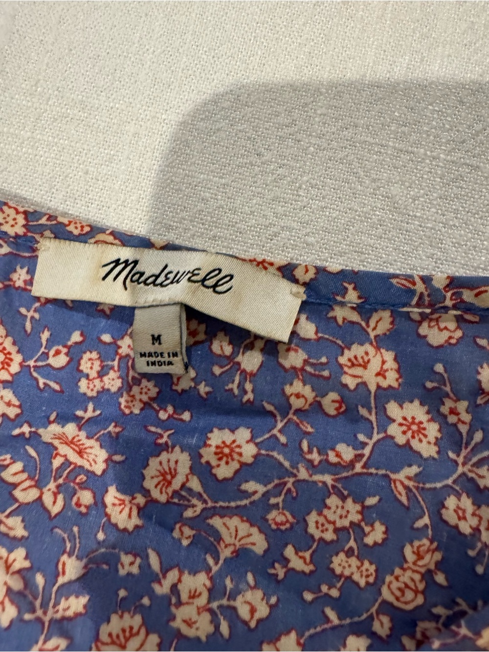 Madewell Blue Floral Puff Sleeve Blouse - Picture 2 of 2